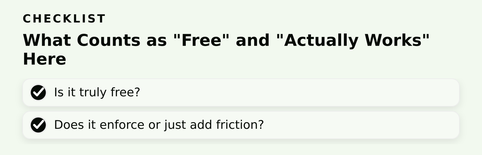 Checklist: What Counts as "Free" and "Actually Works" Here (2 items)