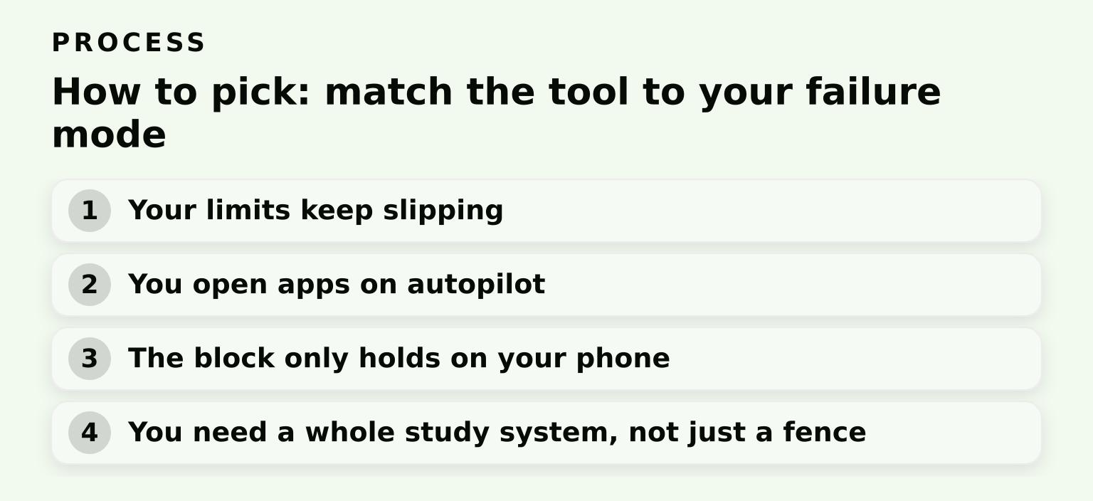 Process: How to pick: match the tool to your failure mode (4 steps)