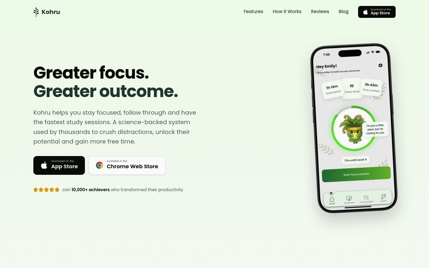 Screenshot of the homepage of Kohru
