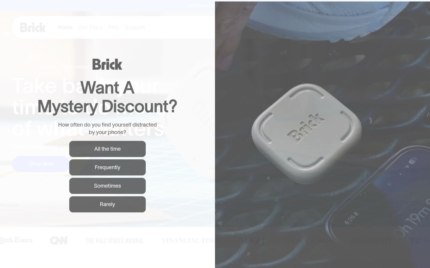 Screenshot of the homepage of Brick